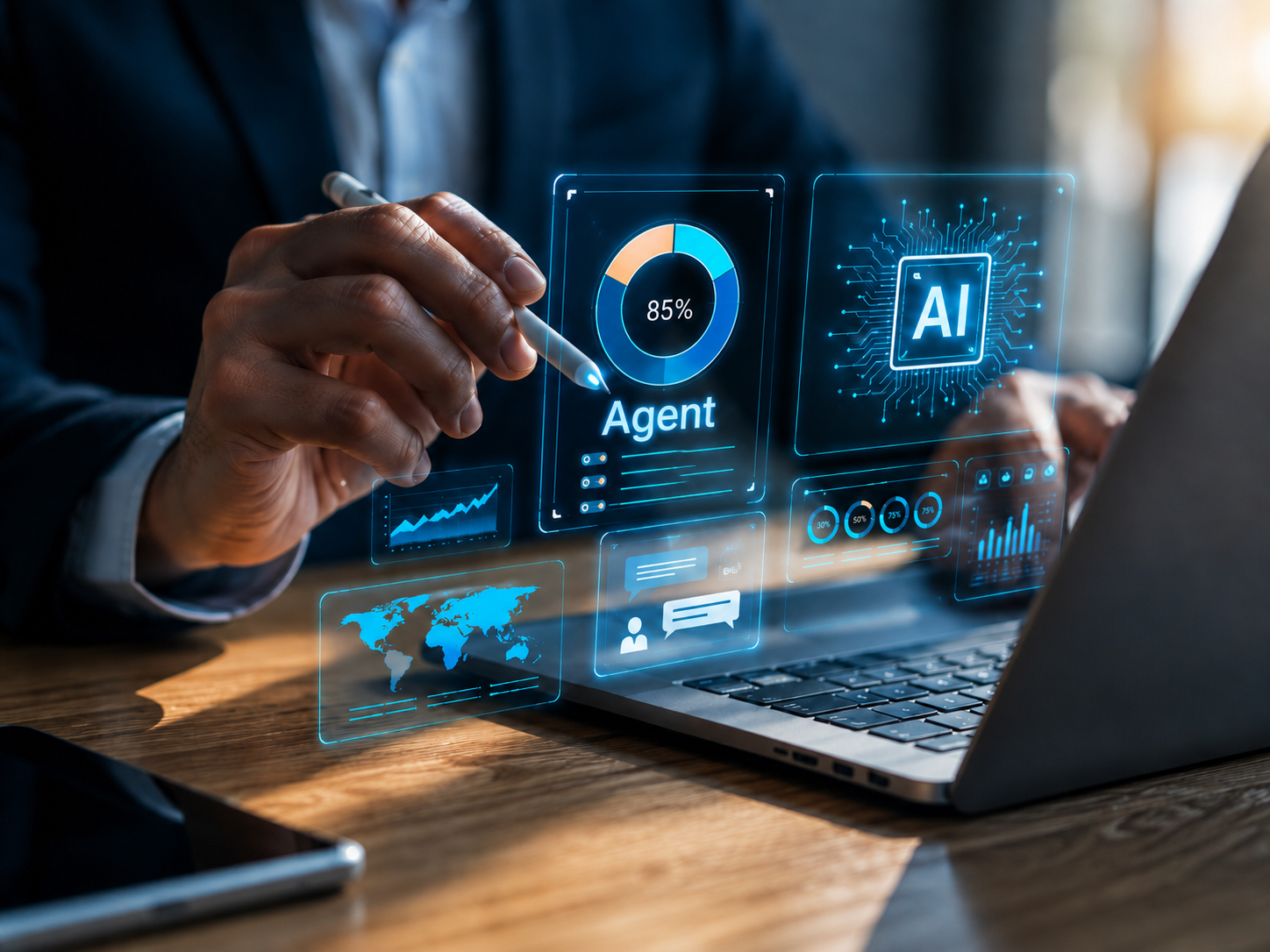 Agentes de IA automatizando tarefas digitais no trabalho
